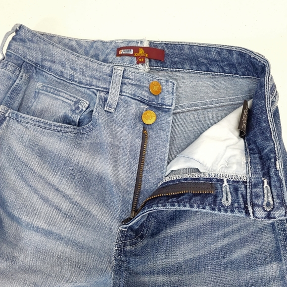 Jordache Size 26 Half & Half High Rise Vintage Crop Denim Blue Jeans - Picture 6 of 7